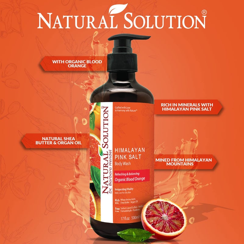 Natural Solution Body Wash, Formulated with Organic Blood Orange Extracts with Himalayan Pink Salt, Revitalizes & Refreshing Your Skin, 17 fl oz/Each â€“ Pack of 3 - Image 2